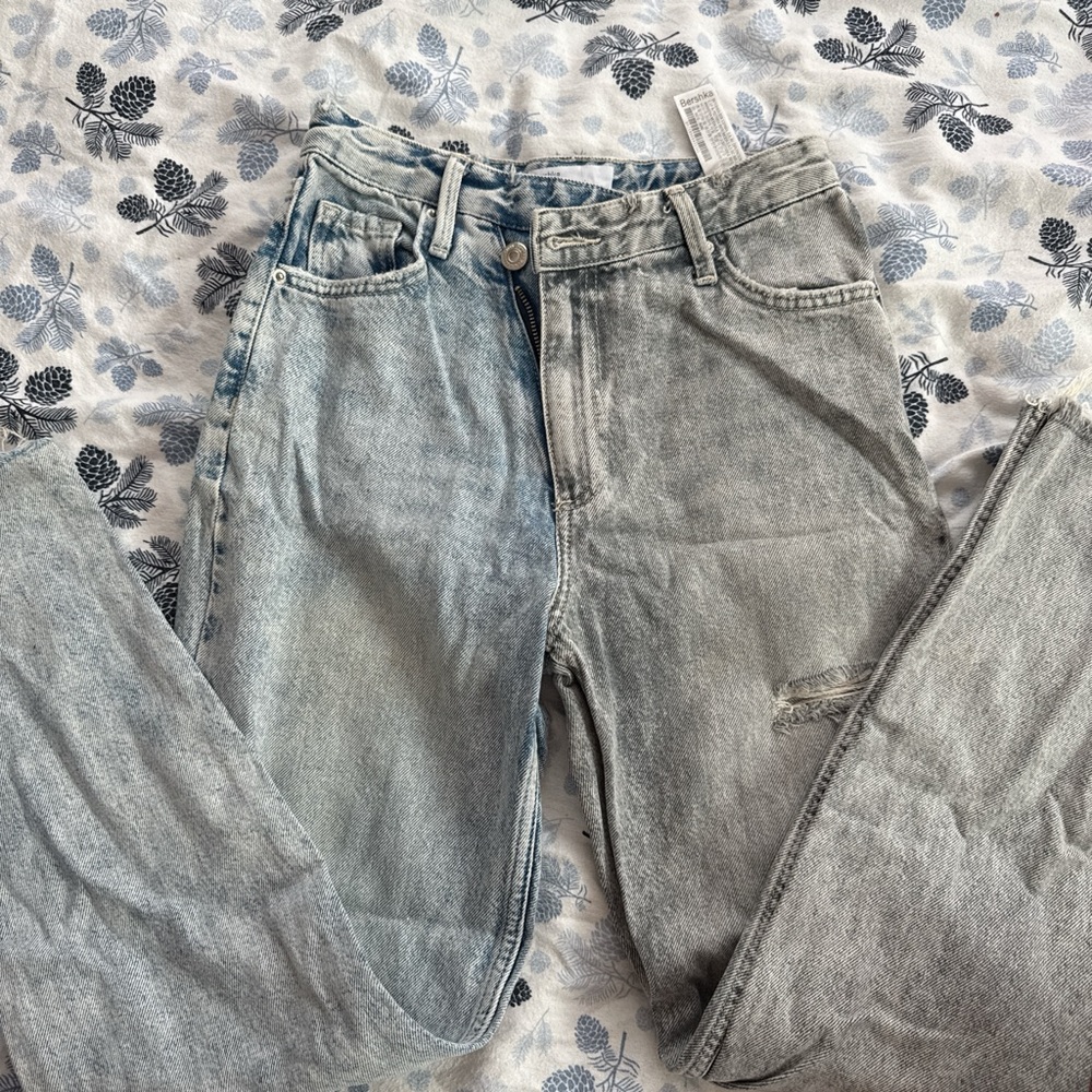 Bershka Faded Blue and Gray Denim Jeans